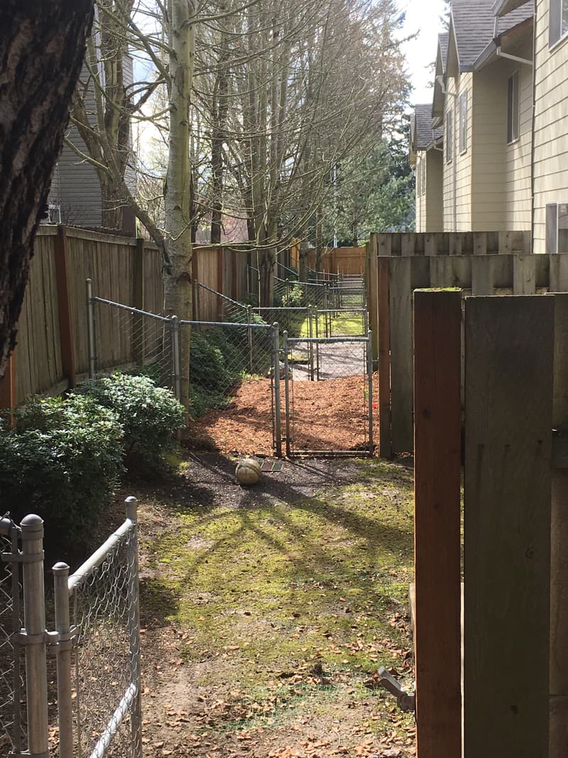 Fenced outdoor space at Roberts Court Townhomes in Gresham, Oregon